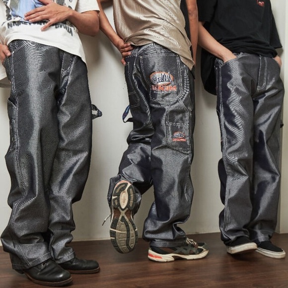 Vintage Other - Vintage Deadstock Slim Shady Eminem 90s Baggy Wide Leg Carpenter Jeans Silver 30